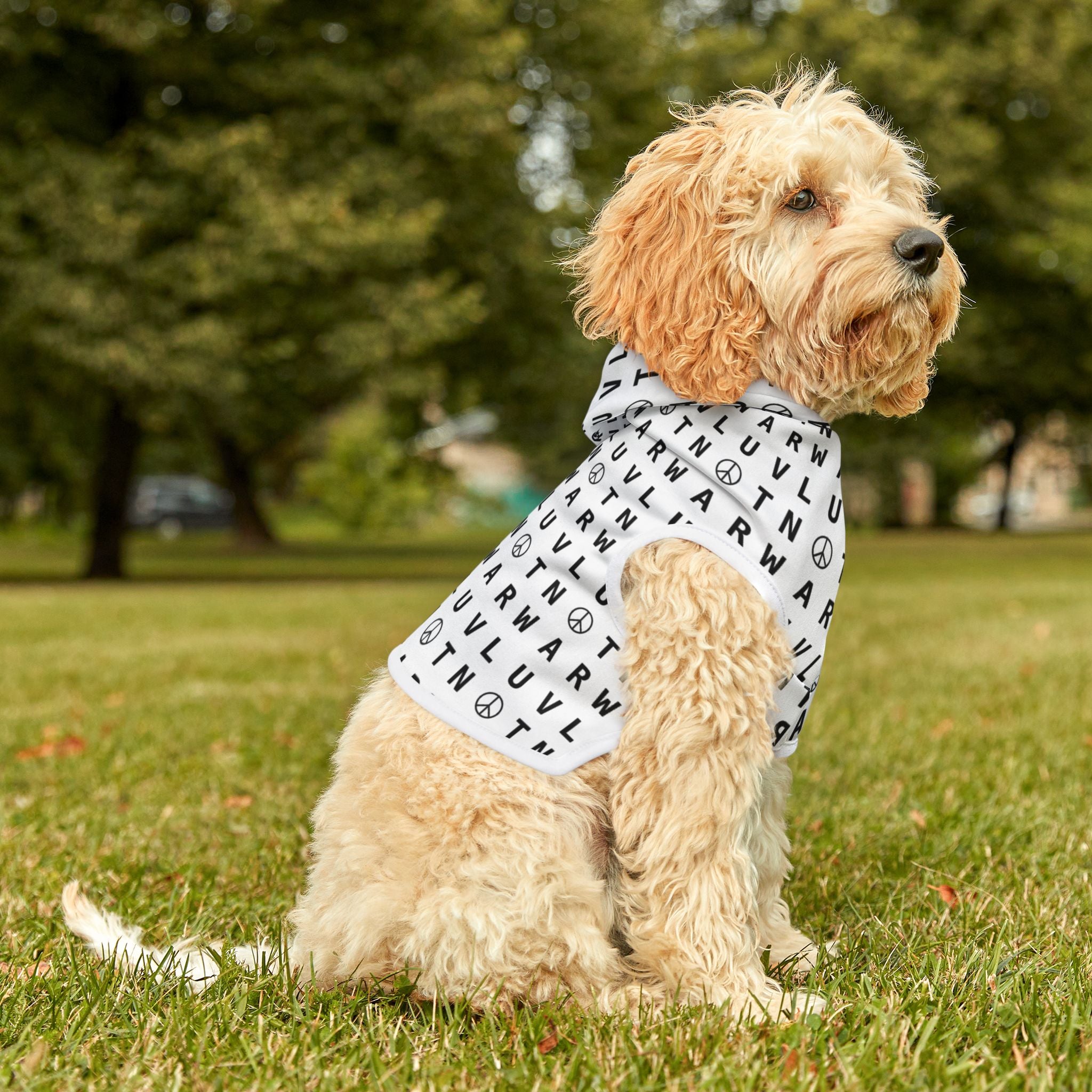 LUV NOT WAR – Peace Symbol Pattern | Pet Hoodie