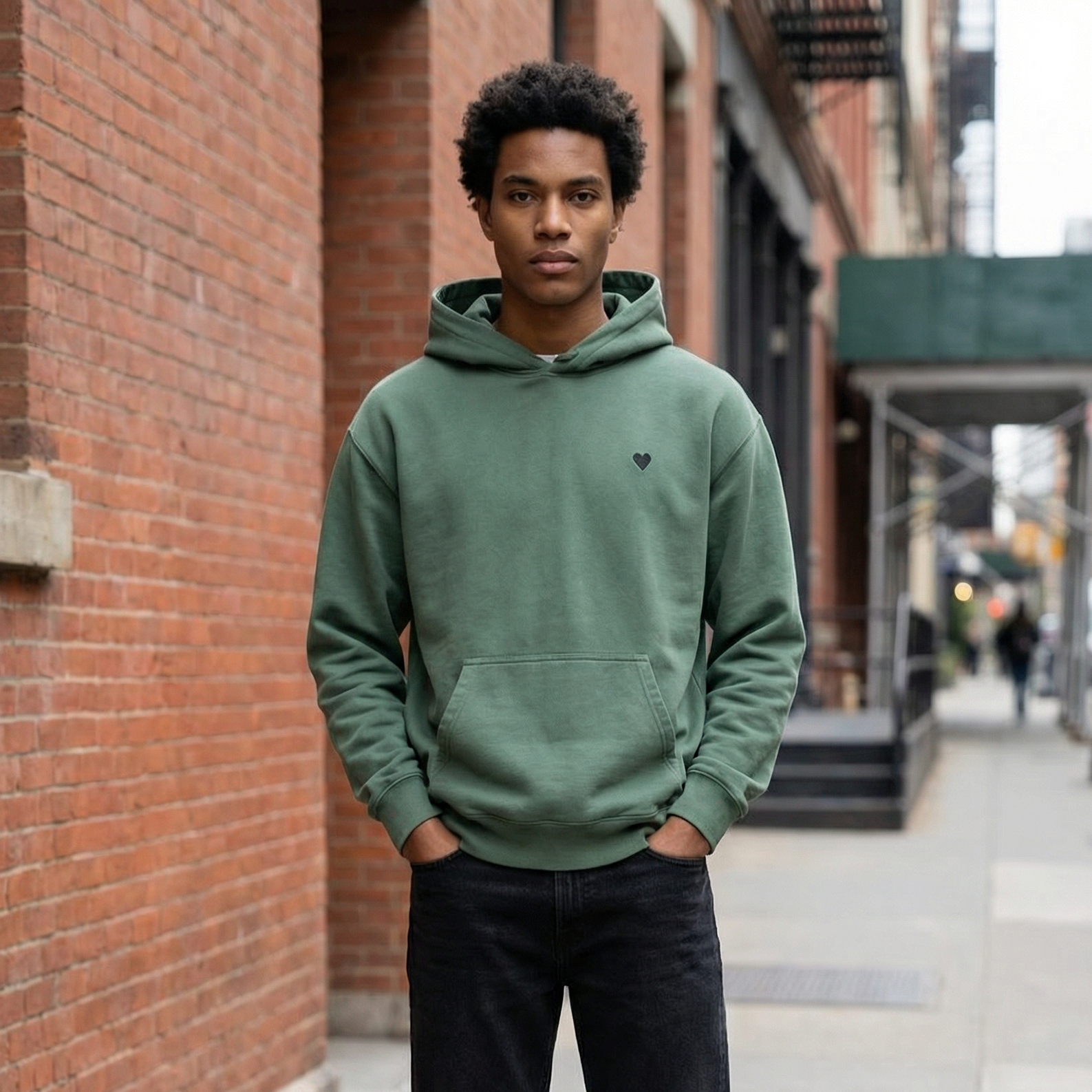 Black Heart – Unisex Garment-Dyed Hoodie