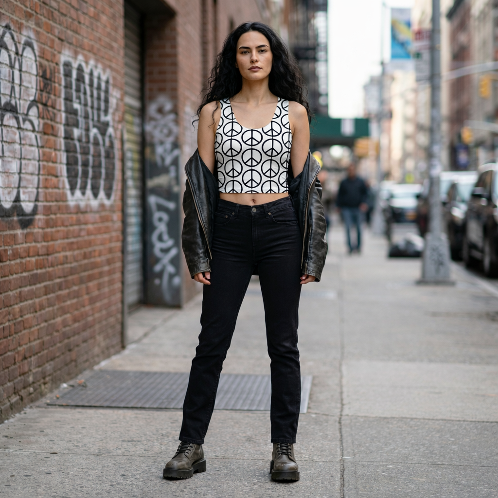 PEACE All-Over Print Crop Top