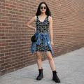 PEACE Black All-Over Print Bodycon Dress