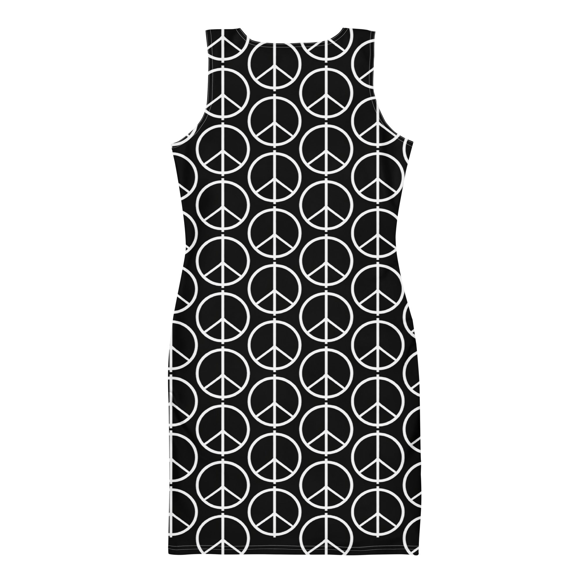 PEACE Black All-Over Print Bodycon Dress
