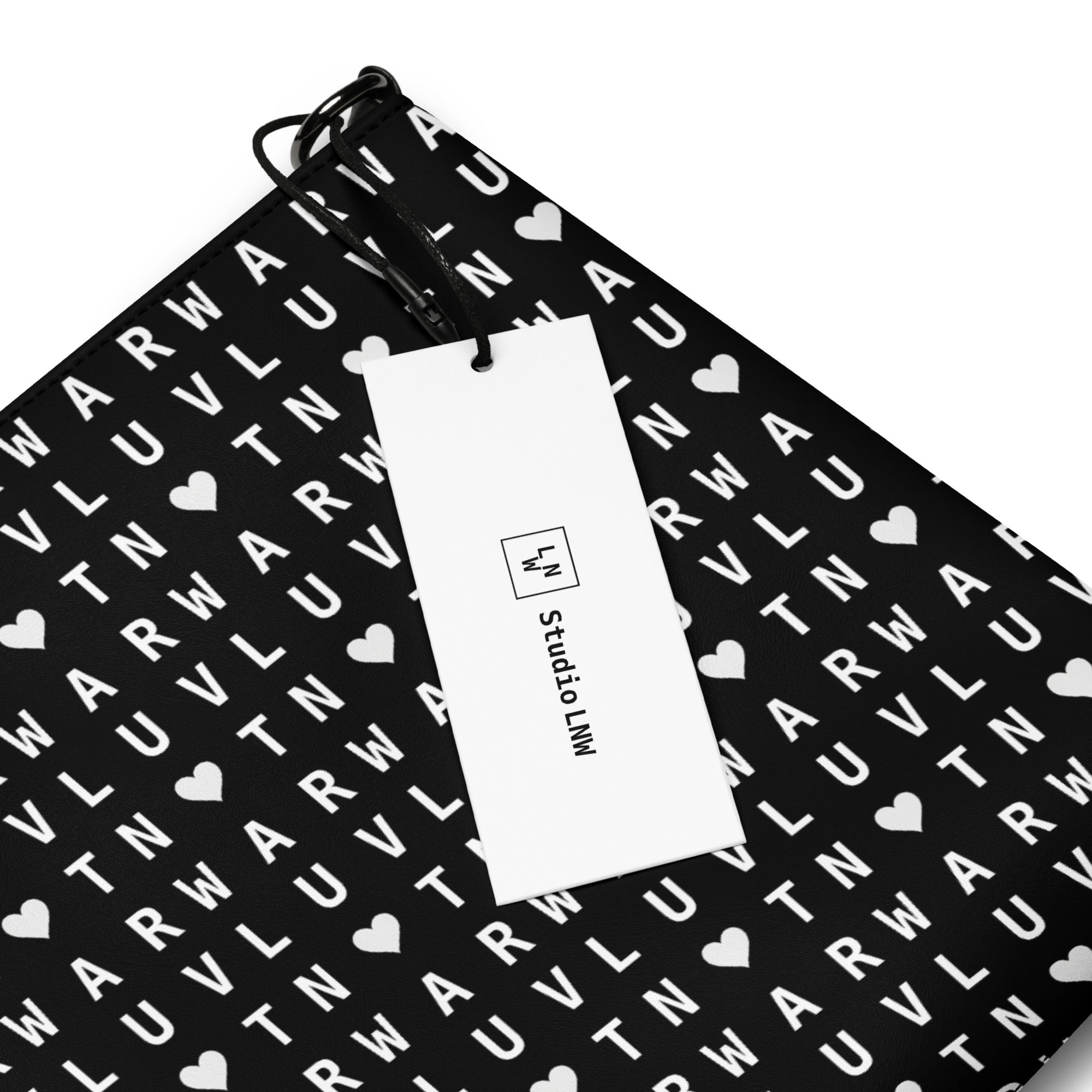 LUV NOT WAR – Black Heart Pattern | Crossbody Bag (Black)