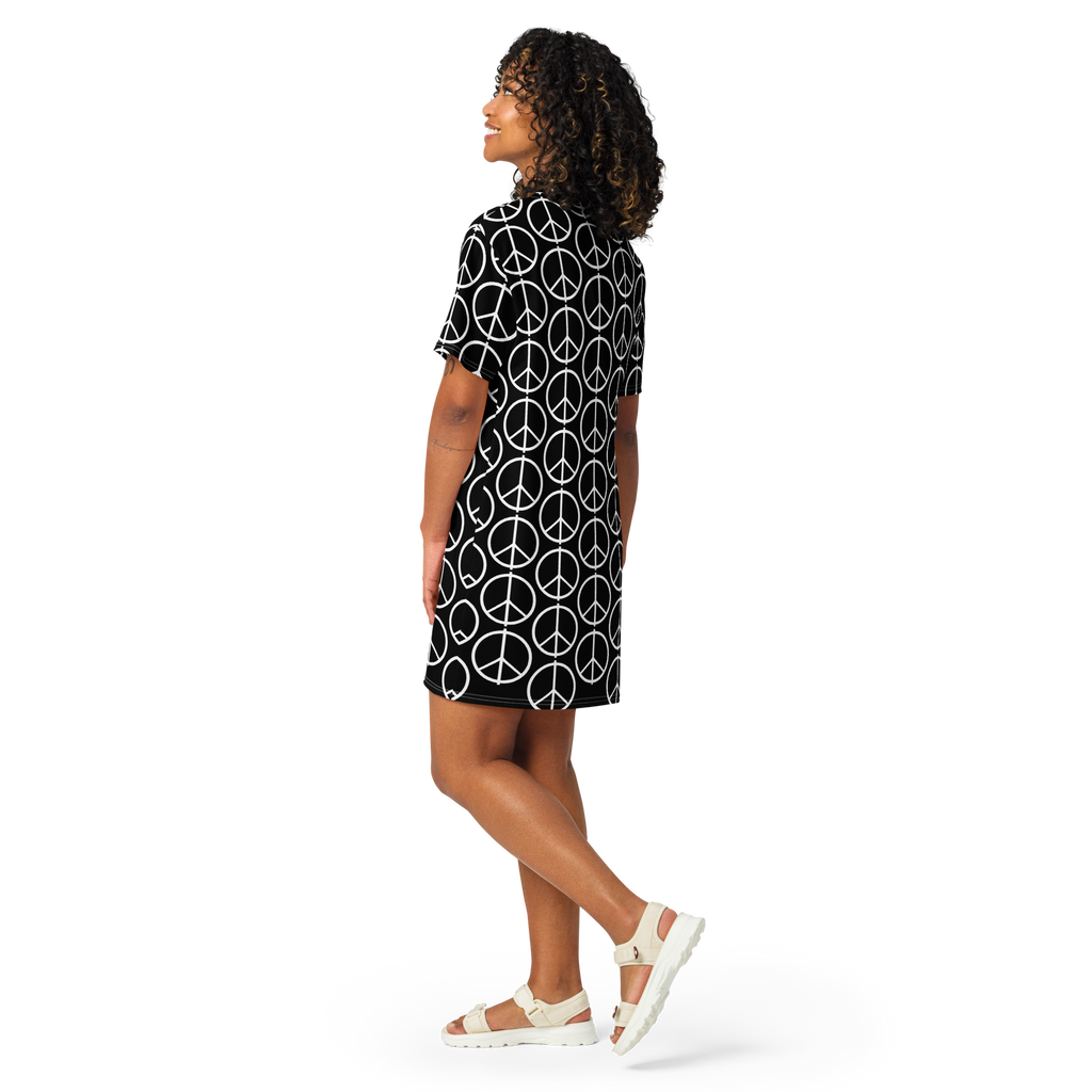 PEACE Black Oversized T-Shirt Dress