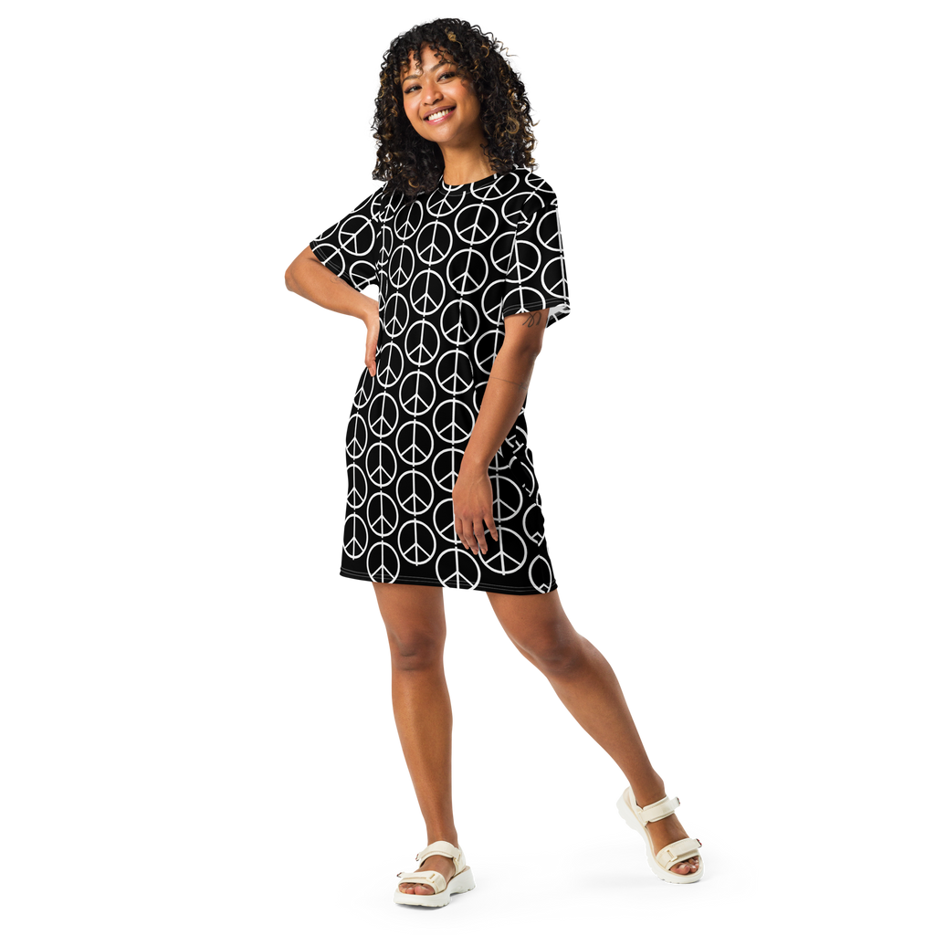 PEACE Black Oversized T-Shirt Dress