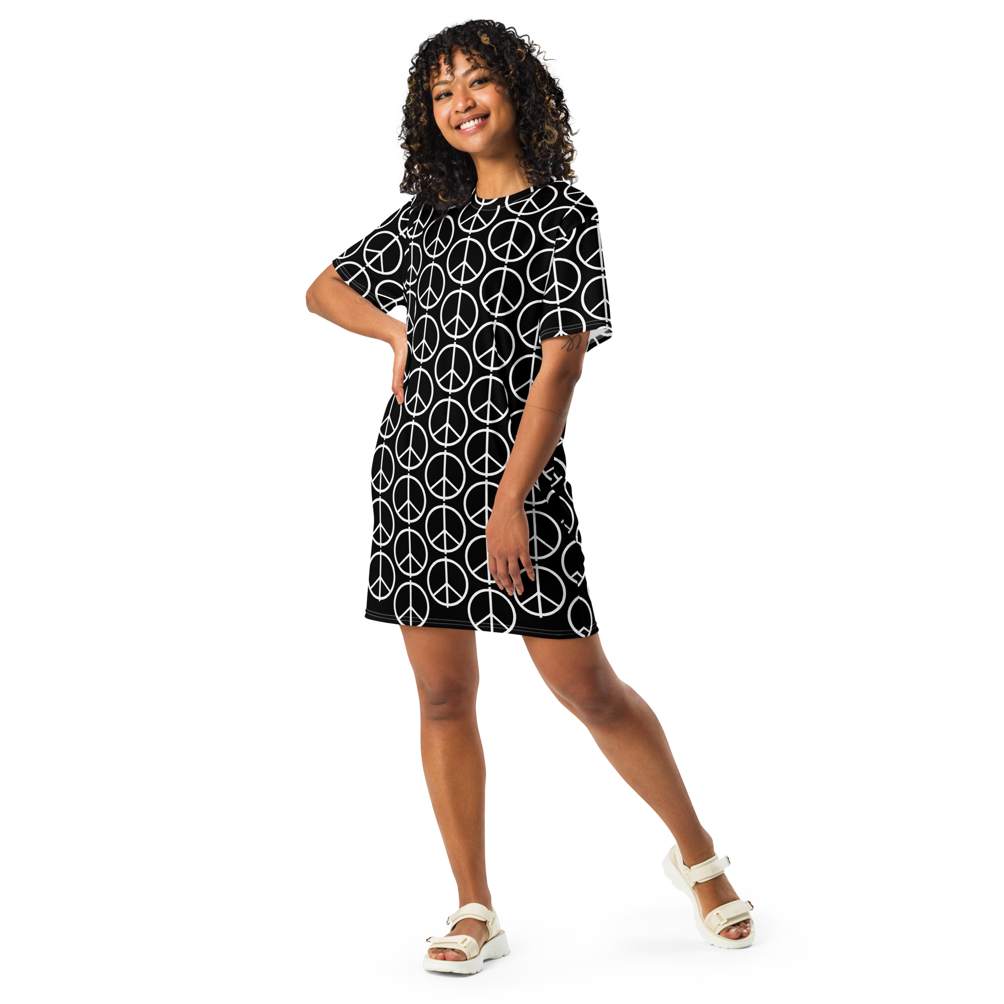 PEACE Black Oversized T-Shirt Dress