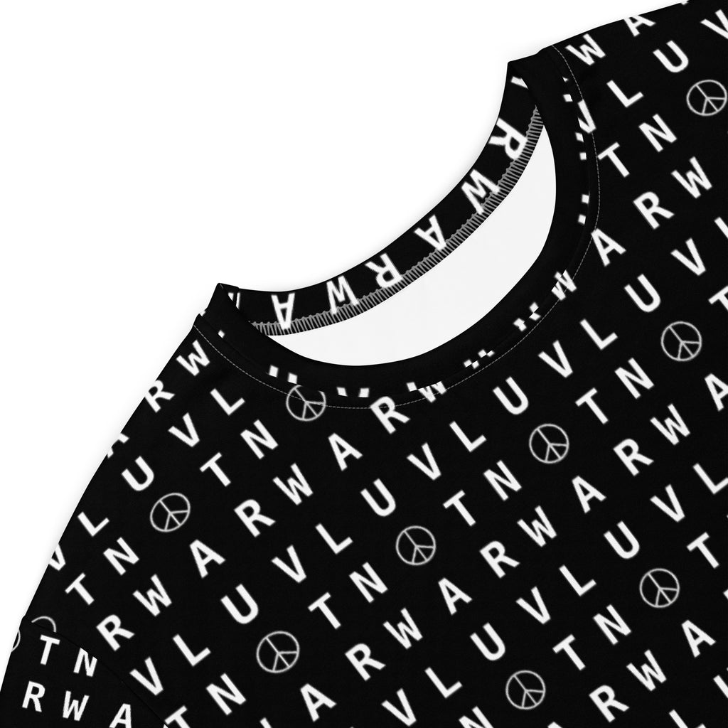 LUV NOT WAR – Peace Symbol Pattern | T-Shirt Dress (Black)
