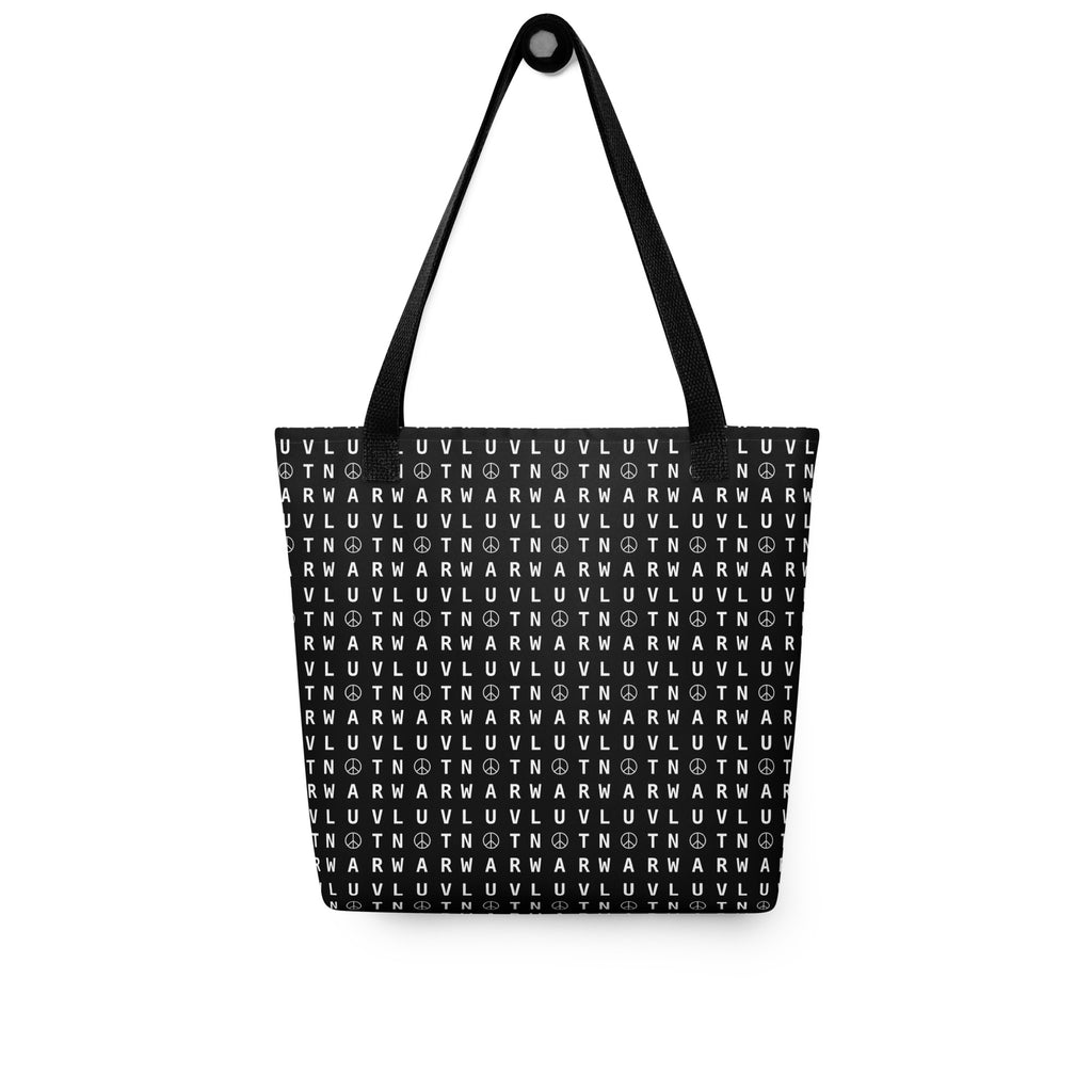 LUV NOT WAR – Peace Symbol Pattern | Tote Bag (Black)