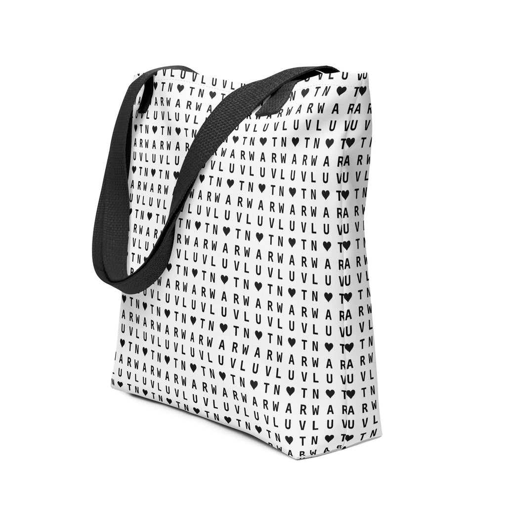 LUV NOT WAR – Black Heart Pattern | Tote Bag