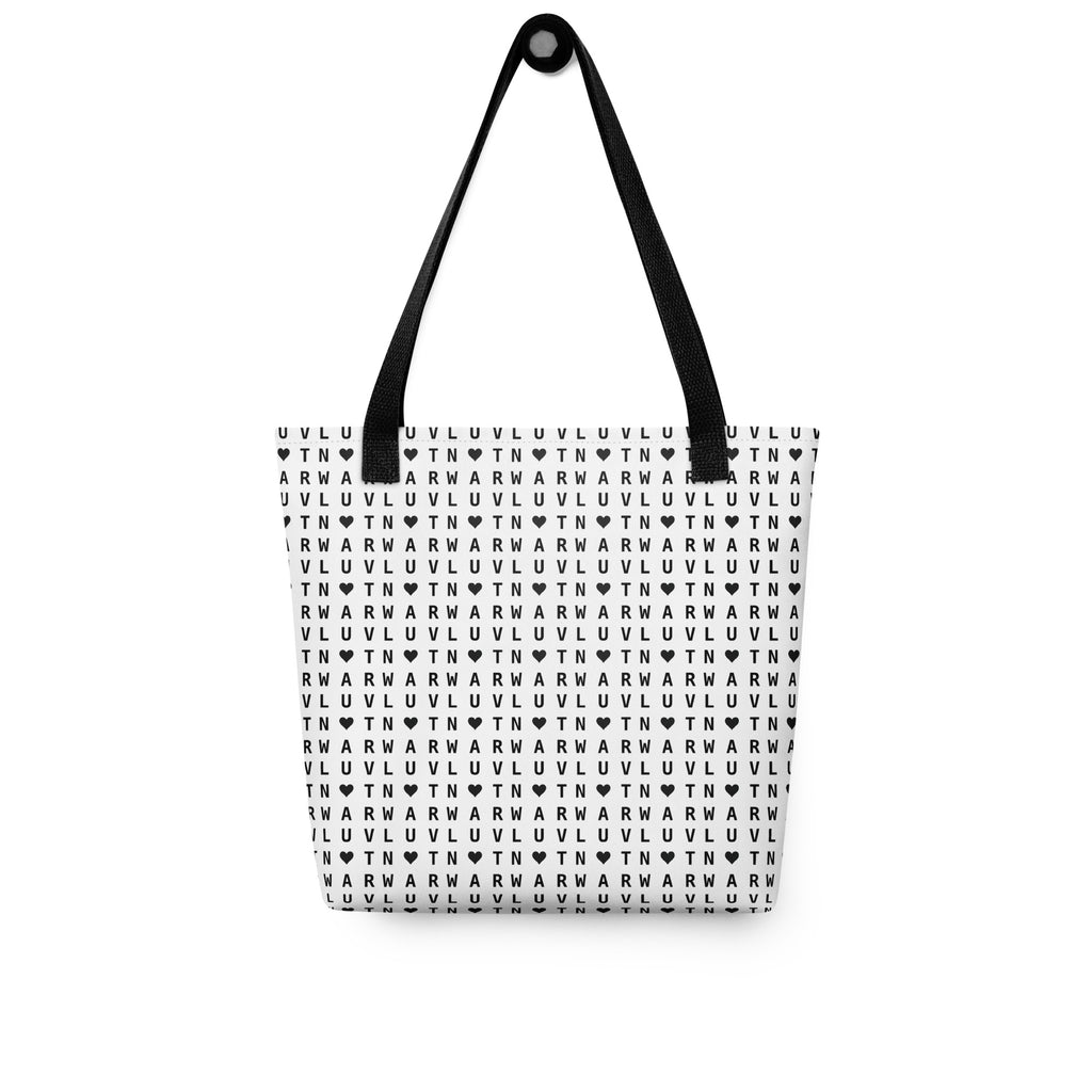 LUV NOT WAR – Black Heart Pattern | Tote Bag