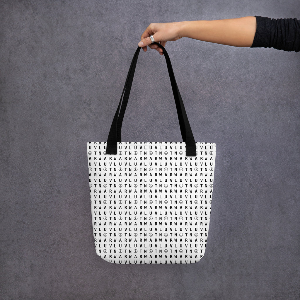 LUV NOT WAR – Peace Symbol Pattern | Tote Bag
