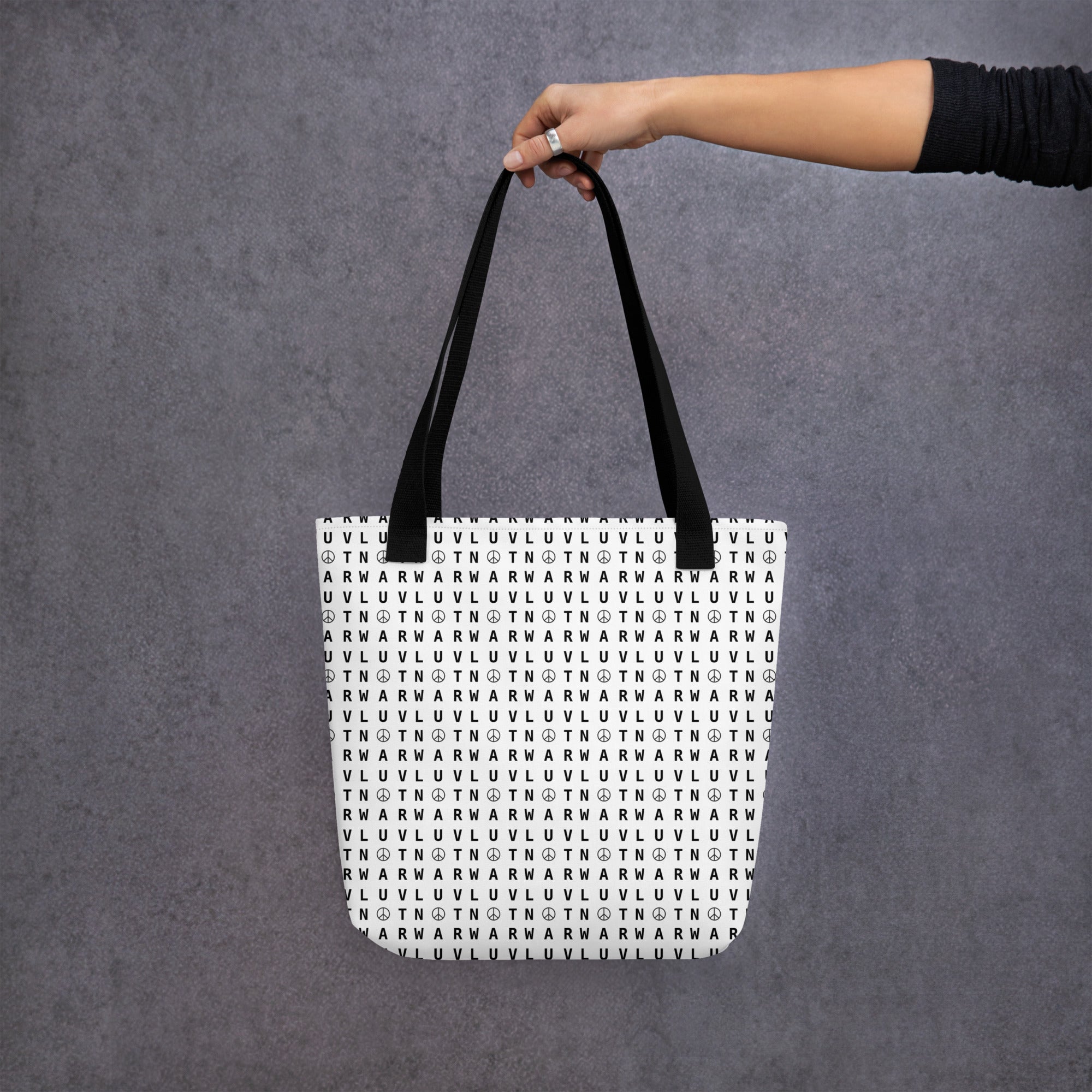 LUV NOT WAR – Peace Symbol Pattern | Tote Bag