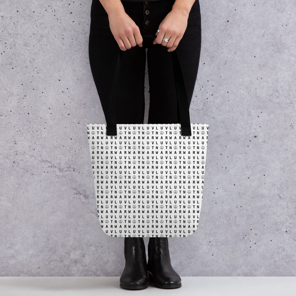 LUV NOT WAR – Peace Symbol Pattern | Tote Bag