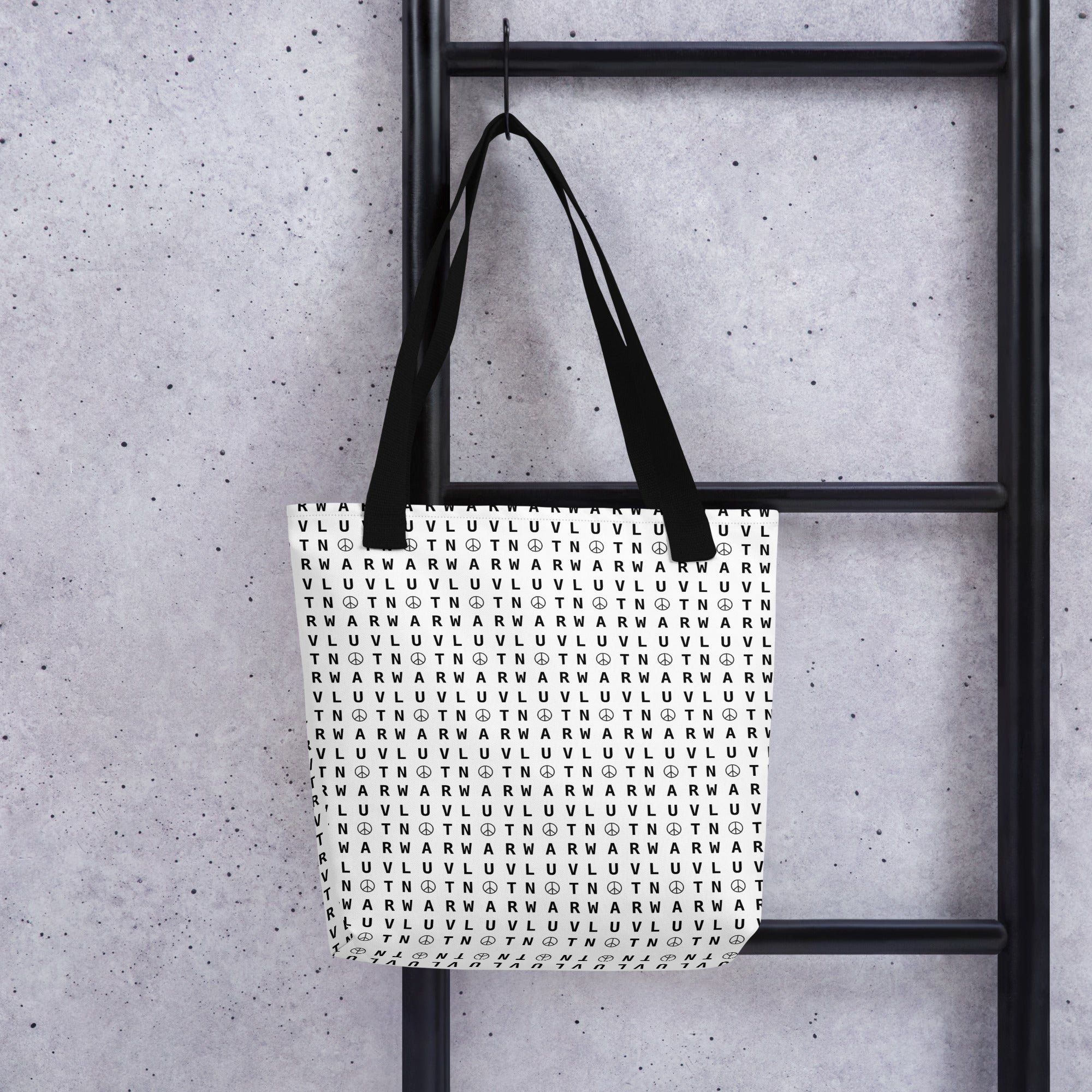 LUV NOT WAR – Peace Symbol Pattern | Tote Bag