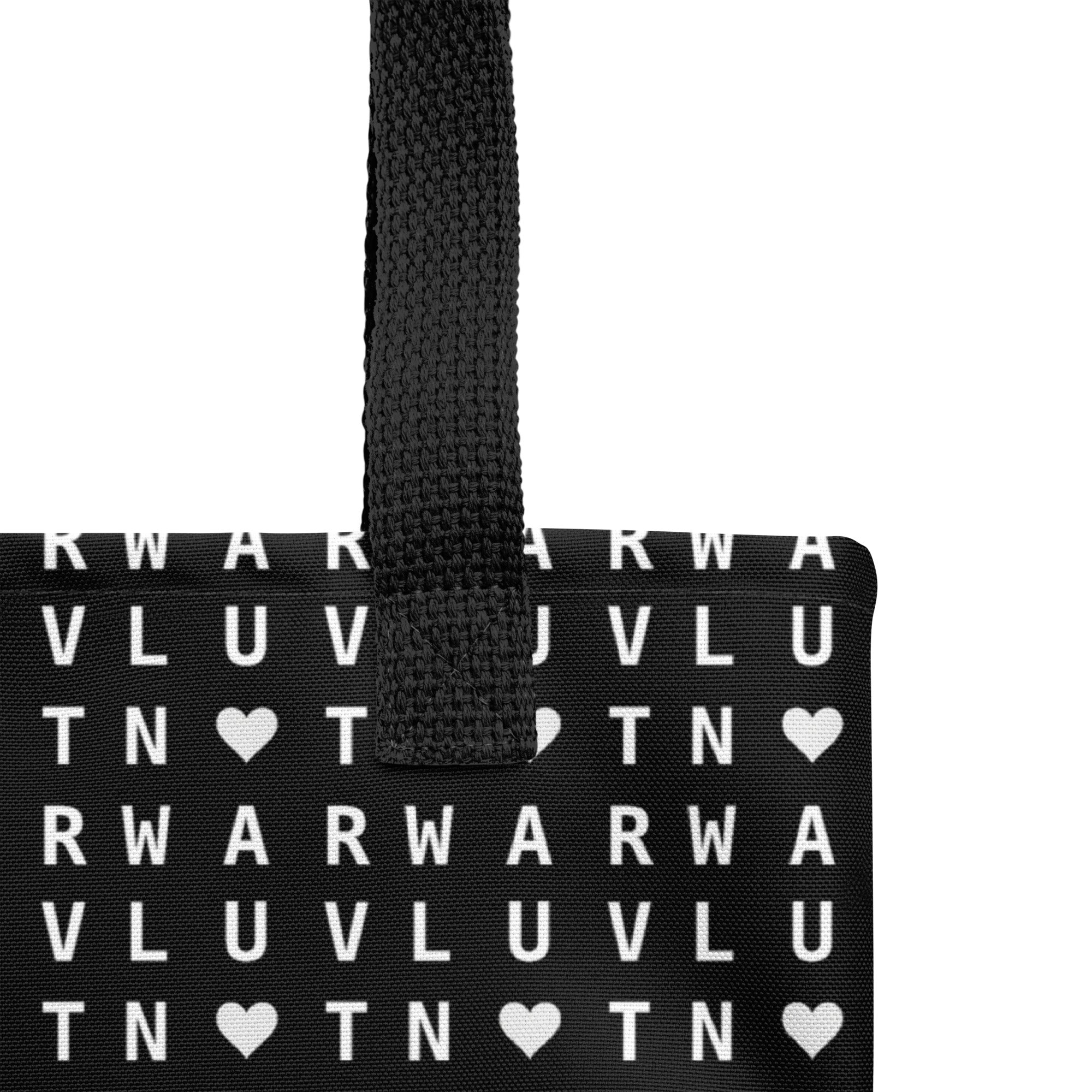 LUV NOT WAR – Black Heart Pattern | Tote Bag (Black)