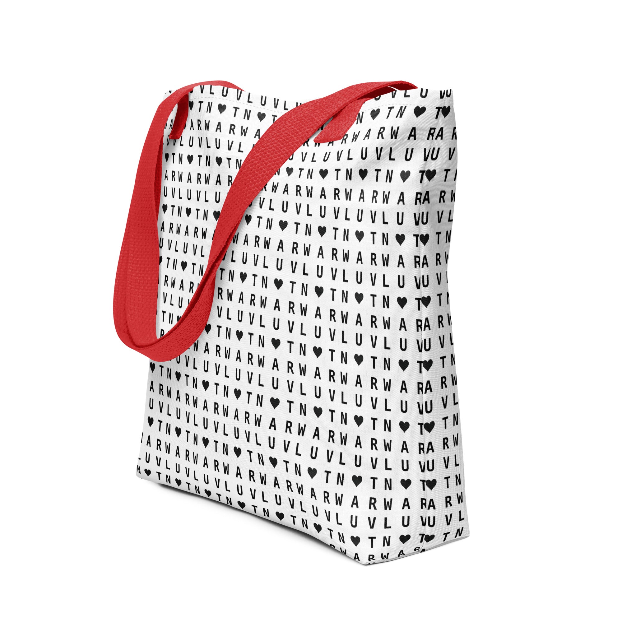 LUV NOT WAR – Black Heart Pattern | Tote Bag