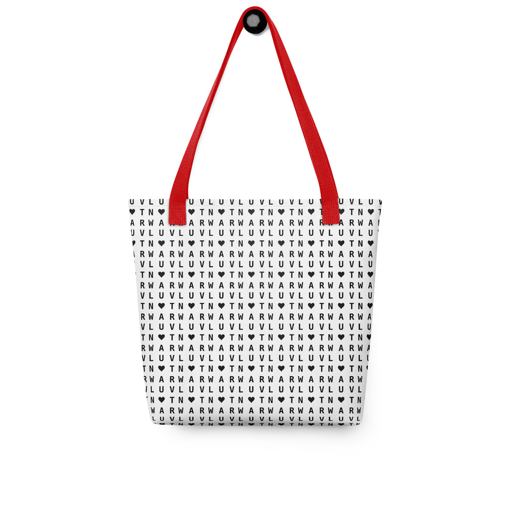 LUV NOT WAR – Black Heart Pattern | Tote Bag