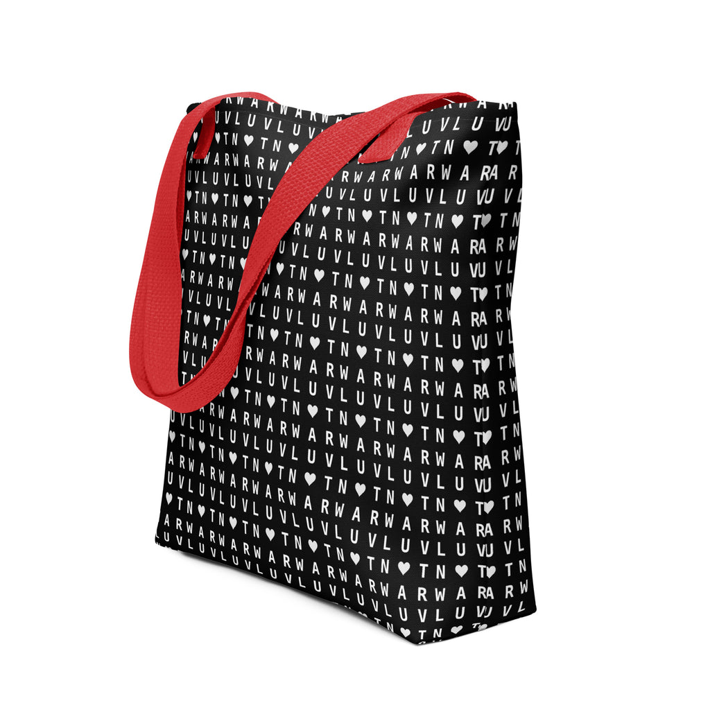 LUV NOT WAR – Black Heart Pattern | Tote Bag (Black)