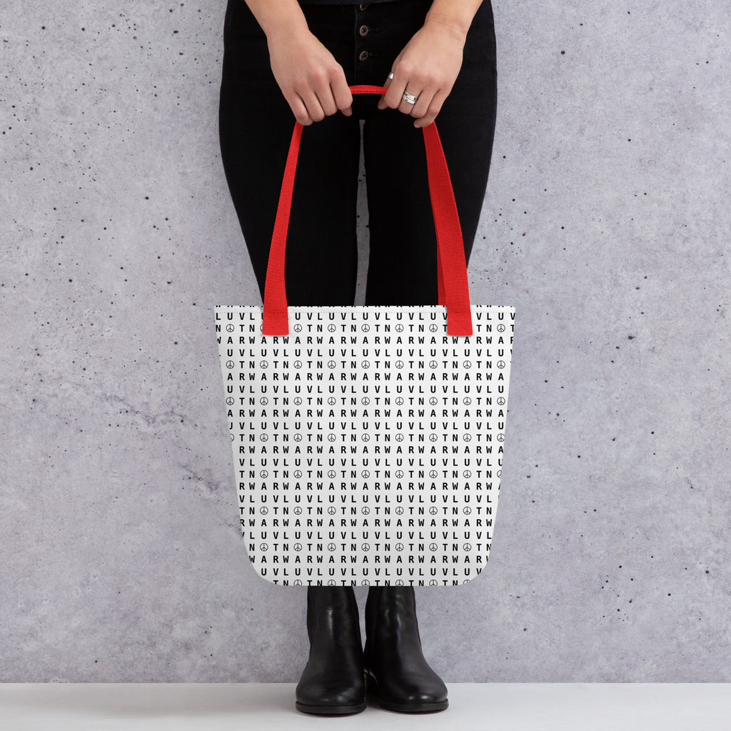 LUV NOT WAR – Peace Symbol Pattern | Tote Bag