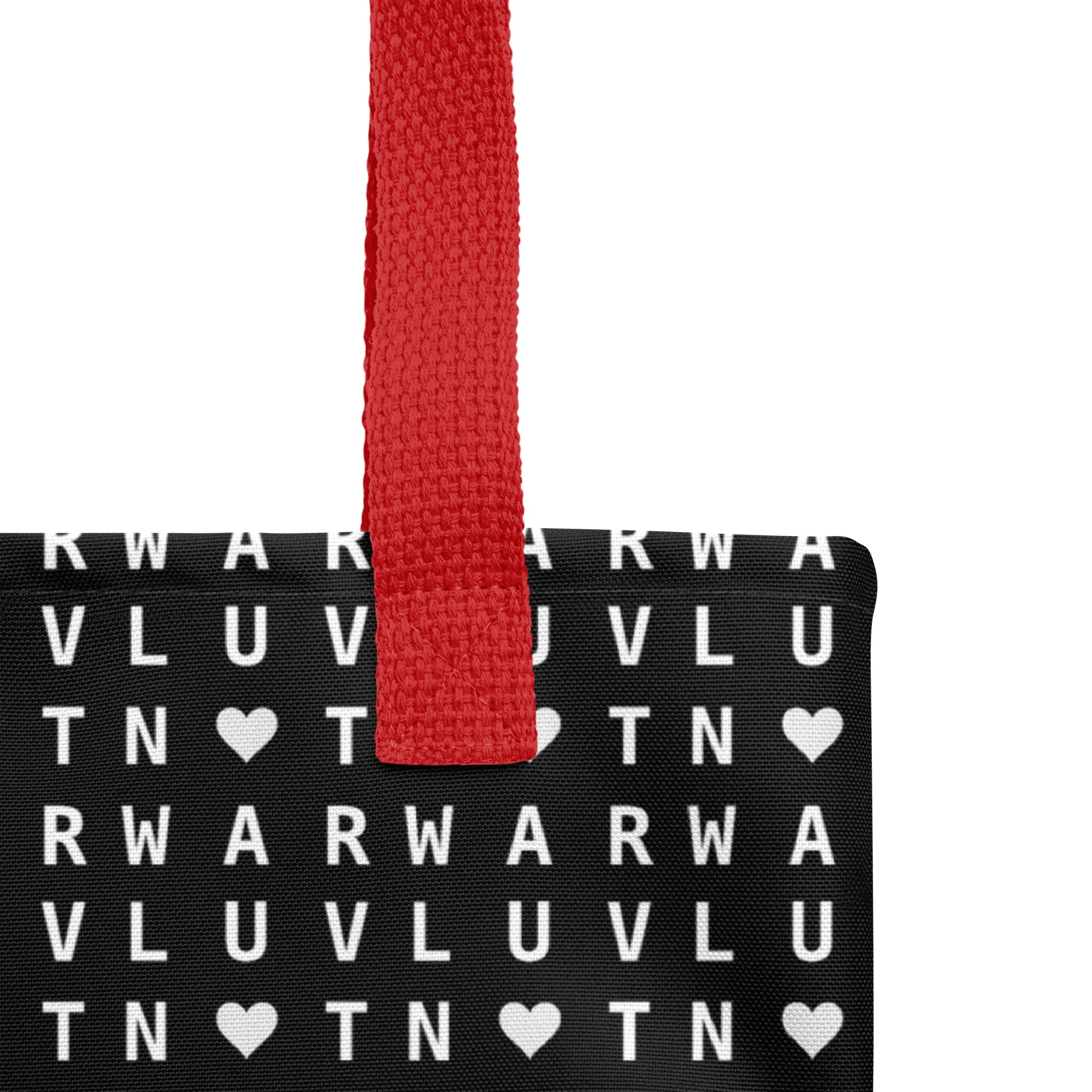 LUV NOT WAR – Black Heart Pattern | Tote Bag (Black)