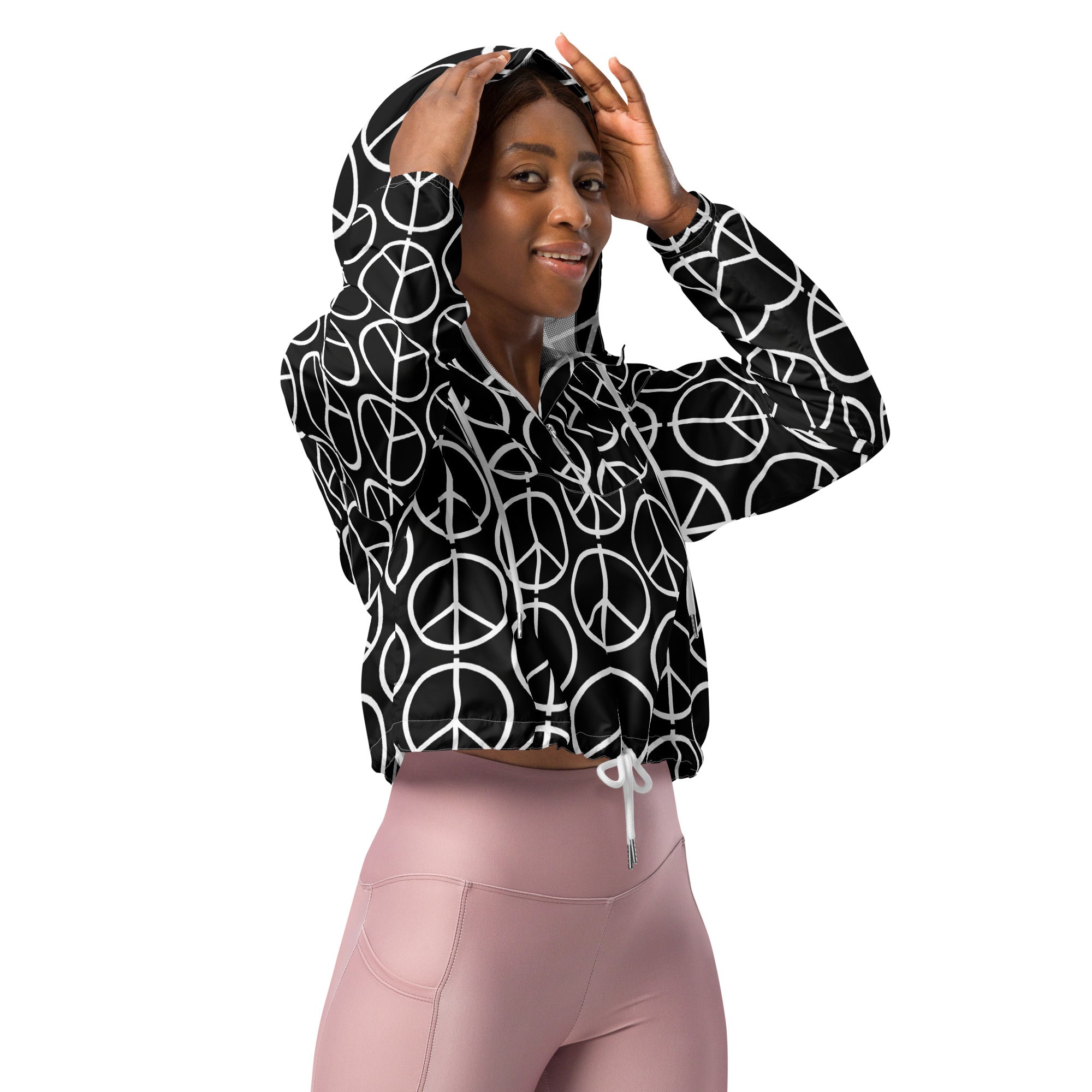 PEACE symbol Women’s cropped windbreaker