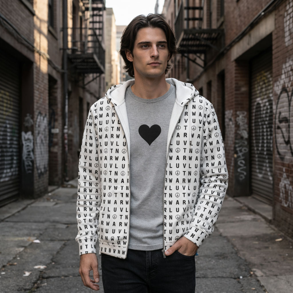 LUV NOT WAR – Unisex Recycled Zip Hoodie