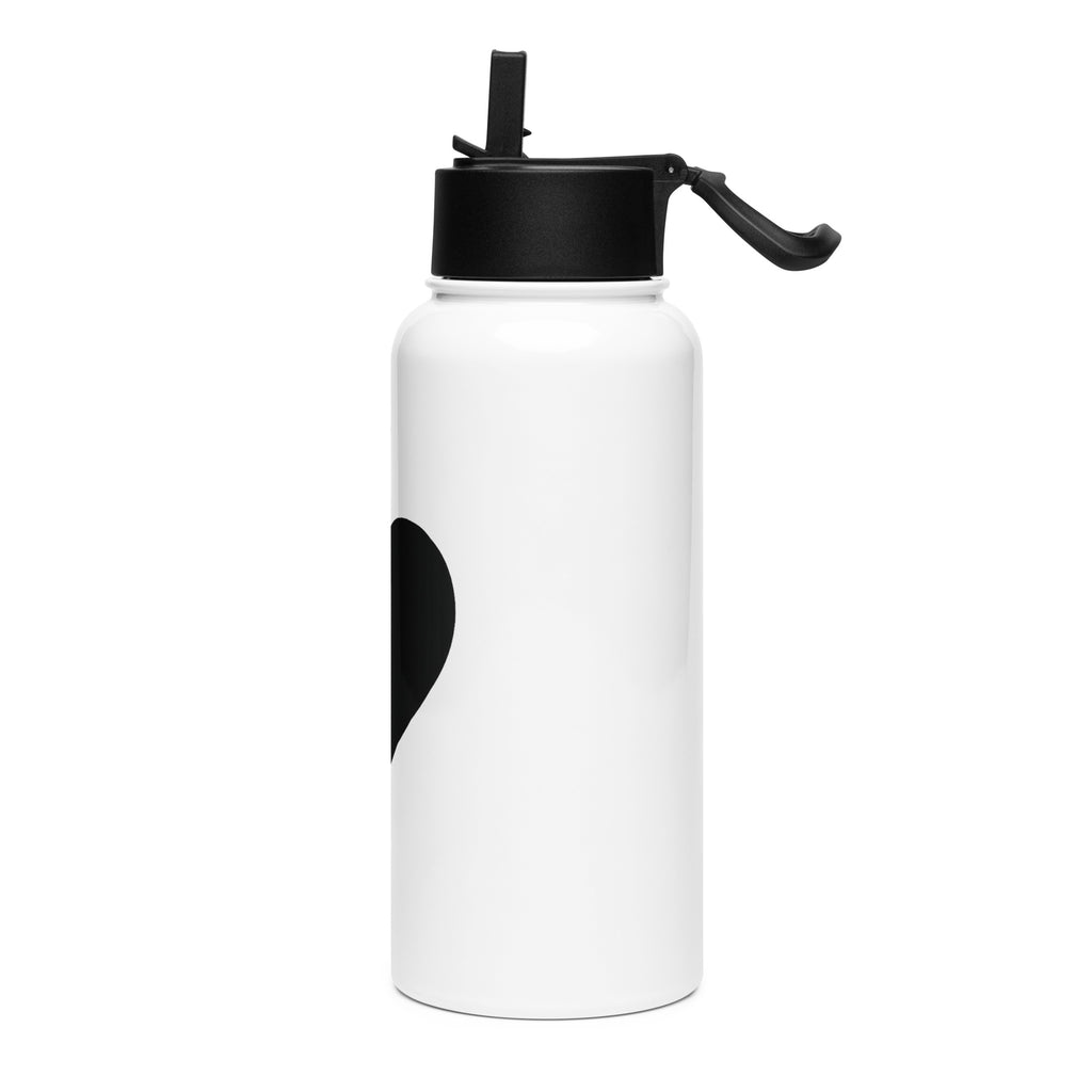 Black Heart – Stainless Steel Water Bottle with Straw Lid